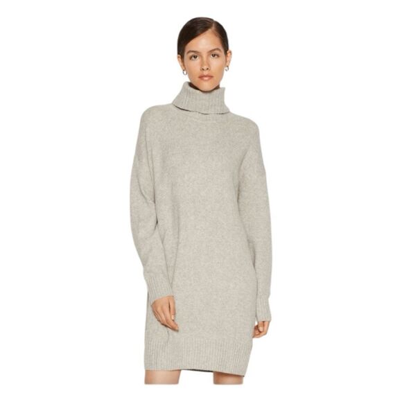 Gap Cozy Turtleneck Sweater Dress Oatmeal Tan Knit Long Sleeve Mini XL - Picture 1 of 5